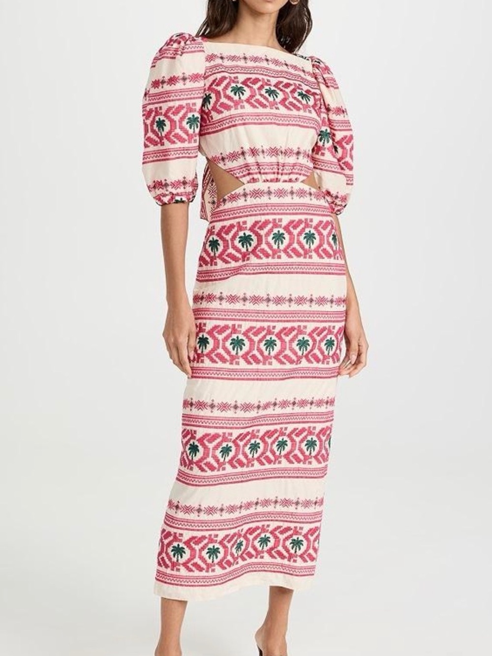 Johanna Ortiz Magia Presente Embroidered Cotton Blend Ankle Dress